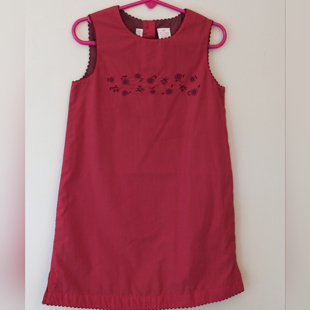 Ring Around the Rosie Raspberry Embroidered Cutout Sleeveless Lined Dress 4T